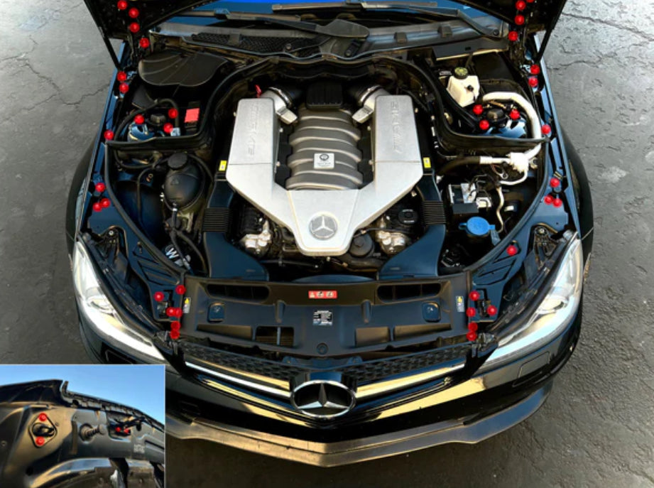 Titanium Mercedes 2008-2014 C-Class Dress Up Engine Bay Hardware Kit (W204)