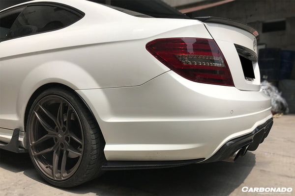 W204 C63 AMG RZS Style Carbon Fiber Rear Bumper Extensions