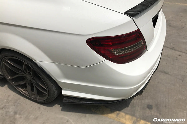 W204 C63 AMG RZS Style Carbon Fiber Rear Bumper Extensions